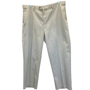Croft & Barrow Men's Expandable Waist Flat Front Khaki Pants Sz 40 x 30 Tan